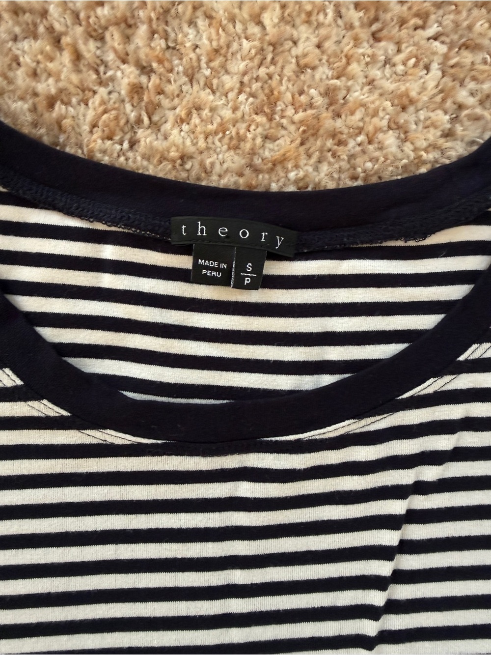 Theory Womens Cherry Striped Crew Neck Daytime T-Shirt Dress Blue White Size smP - Picture 2 of 6